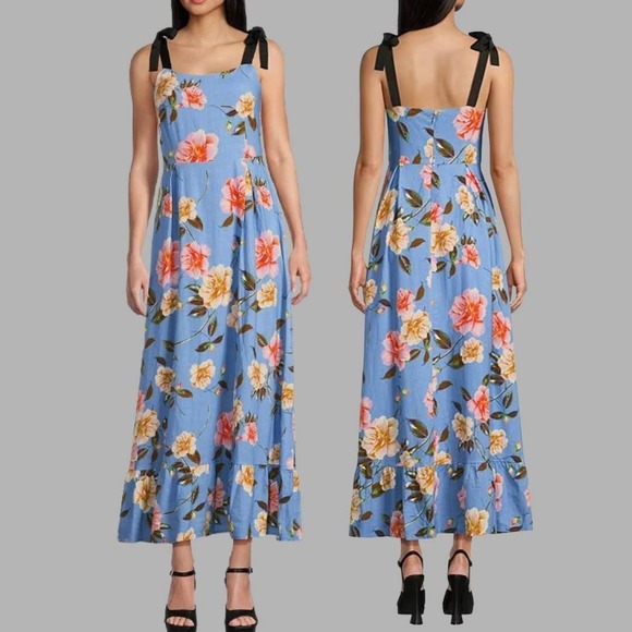 GB girls Dresses & Skirts - GB Floral Print Grosgrain Tie Maxi Dress Sz Xl Blue‎ Floral Lined Brunch